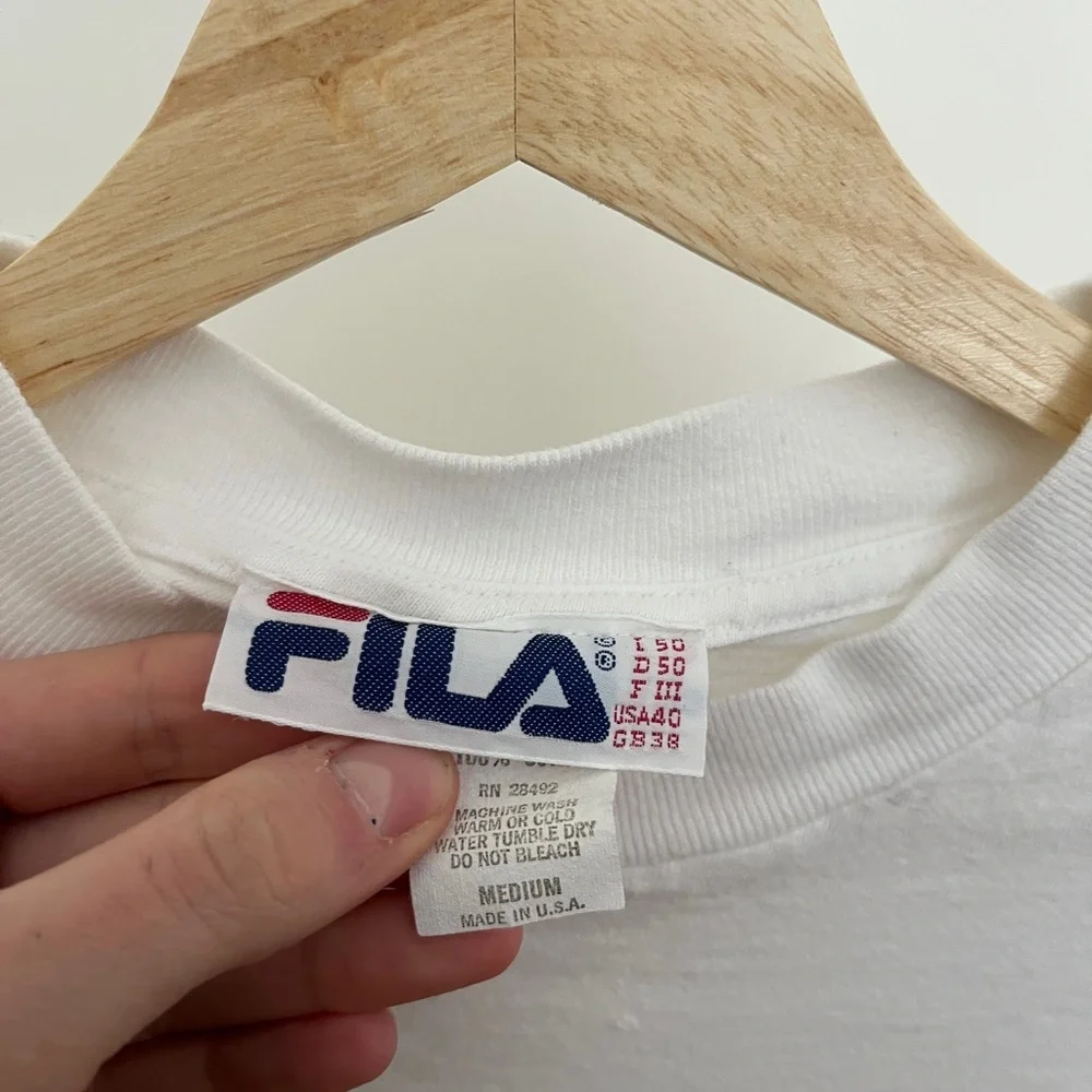 Vintage Fila LA84 Olympics White and Green Graphic Long Sleeve Tee - Picture 3 of 5